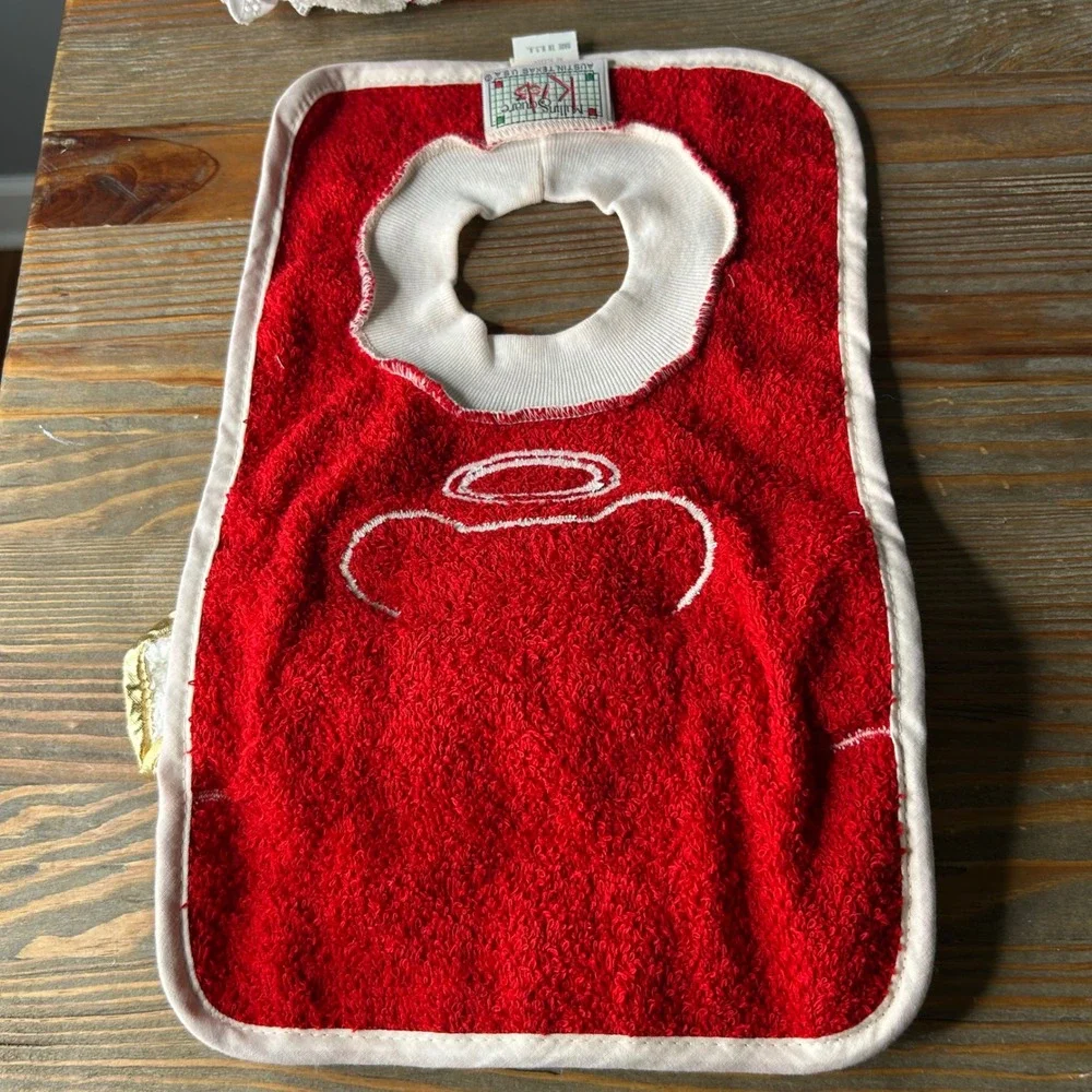 Vintage Christmas Baby Bibs Set Santa Angel Teddy Bear Terry‎ Cloth